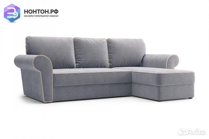 Диван угловой дельфин Прованс серый
