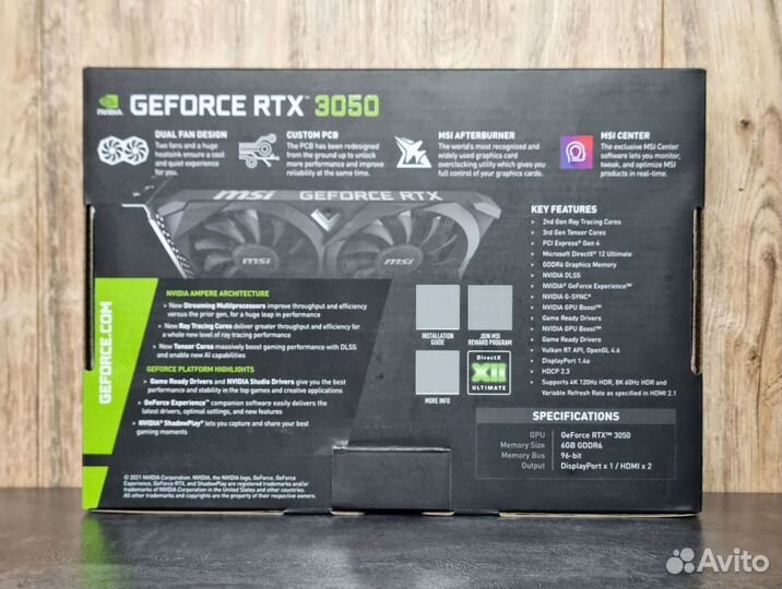 Видеокарта RTX 3050 6GB MSI Ventus 2X OC