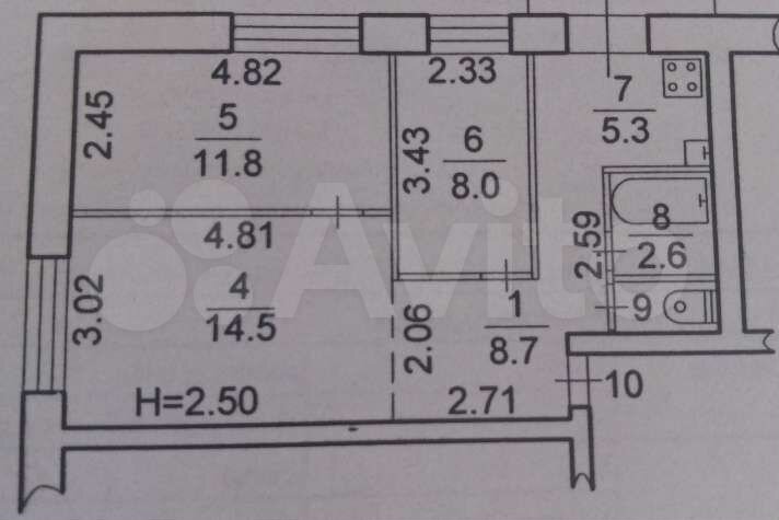 3-к. квартира, 51,2 м², 1/2 эт.