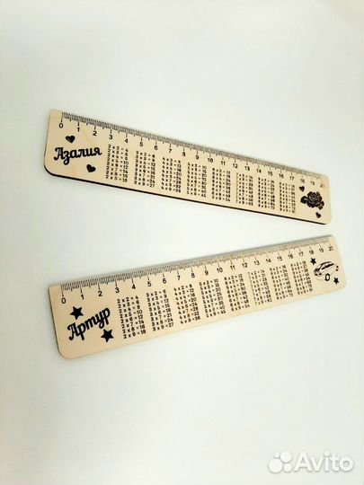 Именная линейка с таблицей умножения