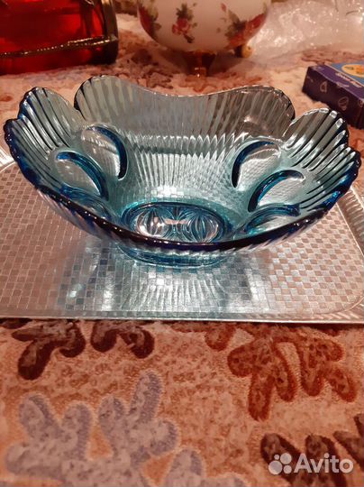 Ваза СССР цветное толстое стекло