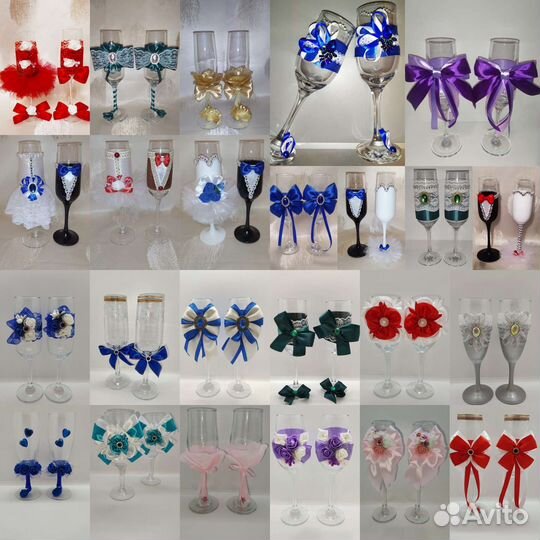 Бокалы для шампанского для свадьбы жених невеста
