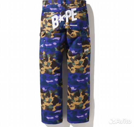 Штаны bape x heron preston camo worker pants