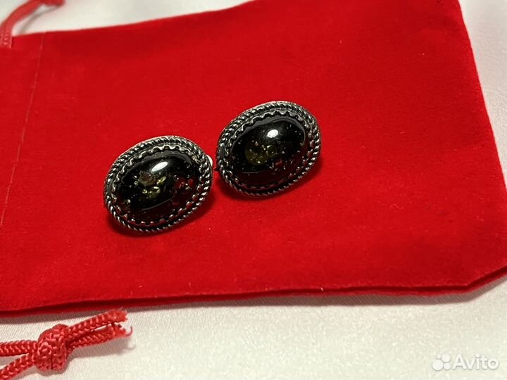 Серьги серебро с камнем