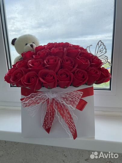 Букет роз 55 Мыльные розы Подарок