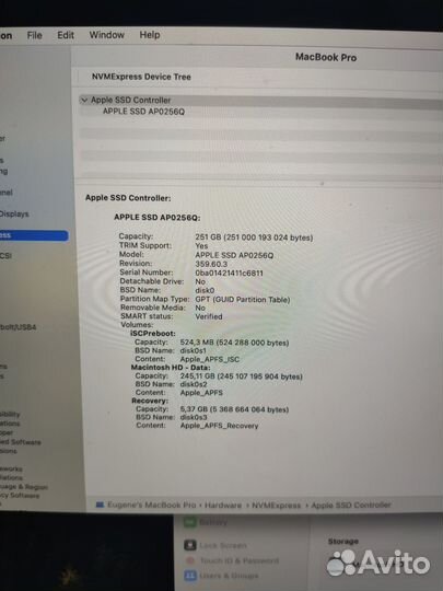 Macbook Pro 13'' M1 2020 16GB 256 GB