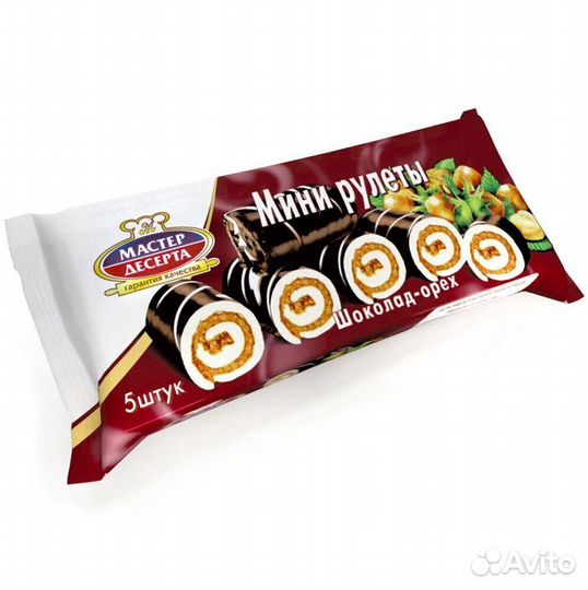 Мини-рулеты бисквитные с шоколадно-ореховым кремом