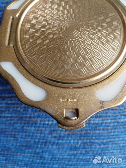 Винтажная пудреница Ракушка серебро 875 позолота