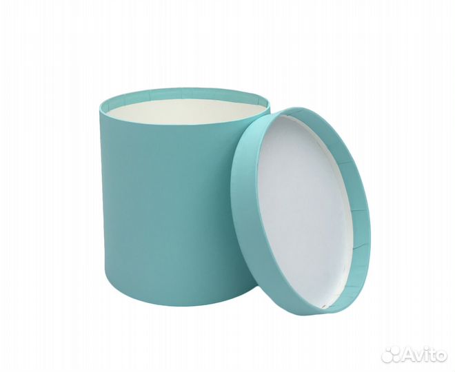 Подарочная круглая коробка 16х16 см Бирюзовая