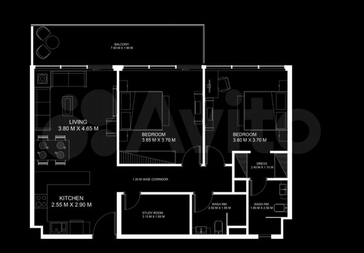 2-к. квартира, 112 м² (ОАЭ)