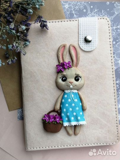 Блокнот с декором ручная работа зайчик