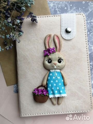 Блокнот с декором ручная работа зайчик