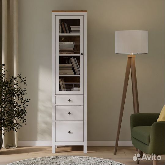 Стеклянный шкаф витрина IKEA Hemnes Кымор узкий
