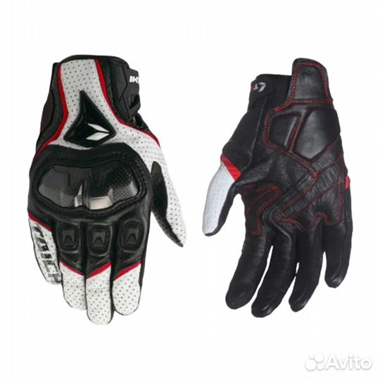 Мотоперчатки кожаные RS RST390 черно-бело-красные