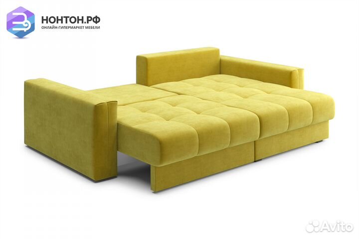 Диван угловой тик-так Монарх горчичный