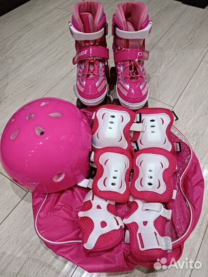 Роликовые коньки детские раздвижные с защитой