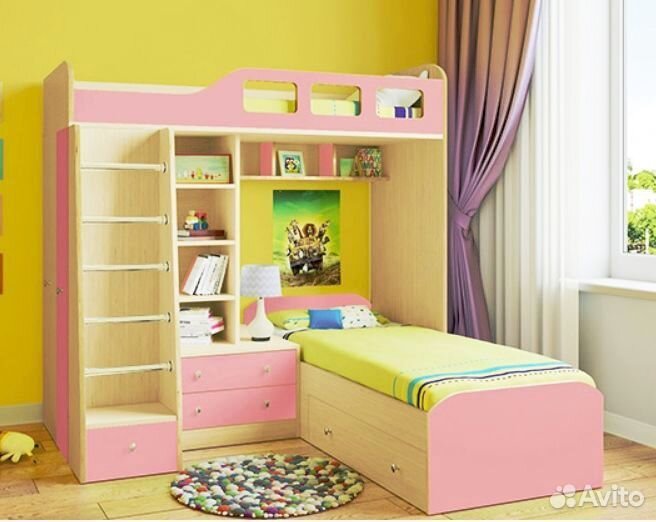 Кровать двухъярусная Астра 4 Дуб молочный/Железный