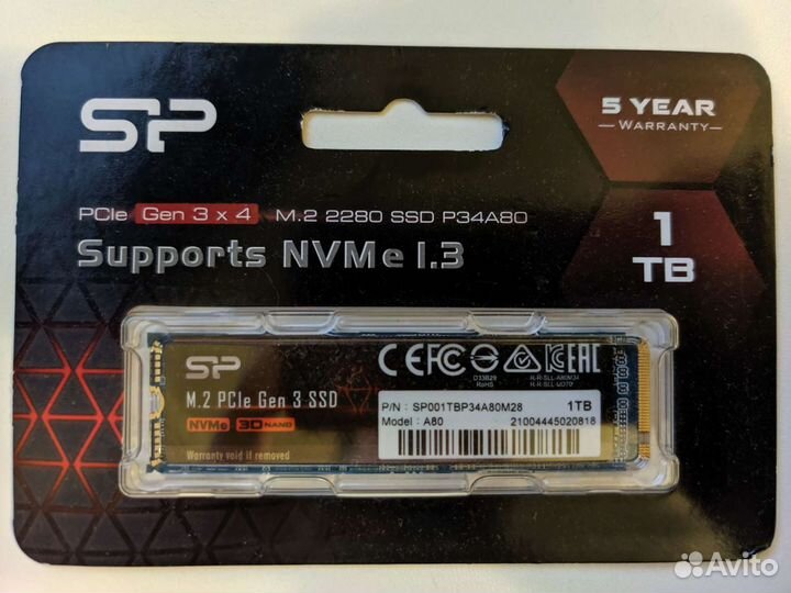 SSD M.2 nvme Silicon Power P34A80 1 tb
