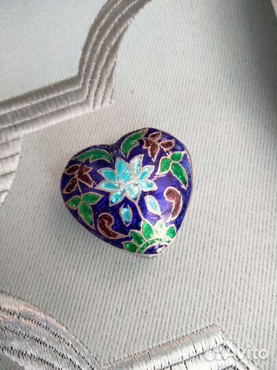 Шкатулка мушница таблетница серебро клуазоне мини