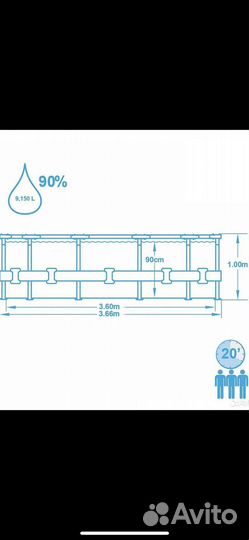 Каркасный бассейн 366 на 100
