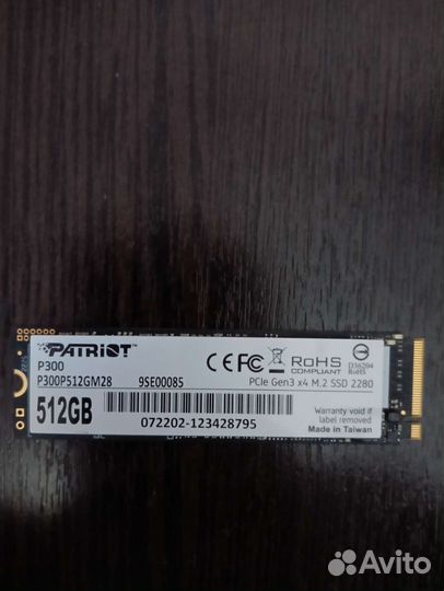Patriot viper P300 Два SSD nvme 512 и 256