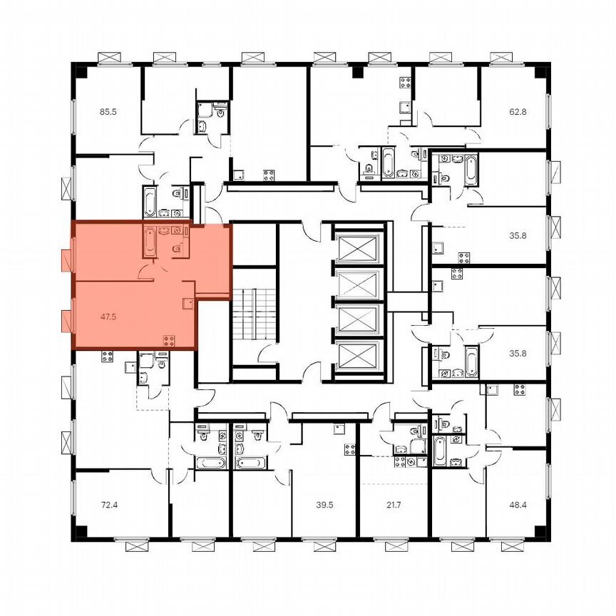 1-к. квартира, 47,5 м², 8/28 эт.