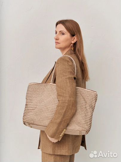 Сумка женская плетеная кожа Taupe Vintage Италия