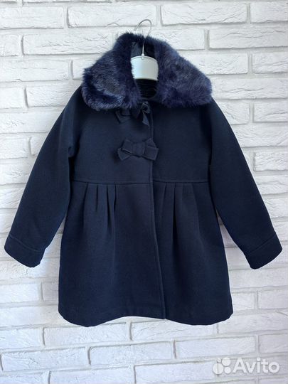 Пальто для девочки драповое синее 110 р-р Италия
