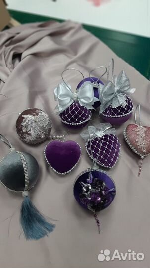 Елочные шары ручной работы из велюра