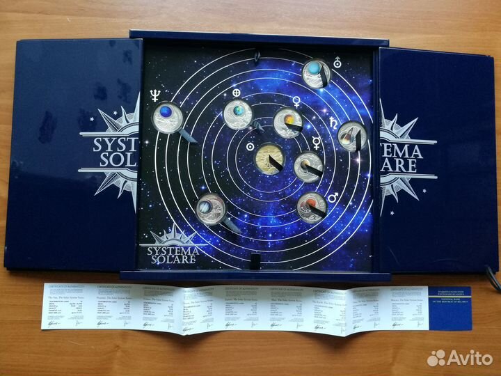 Солнечная Система 9 монет. Беларусь Серебро Футляр