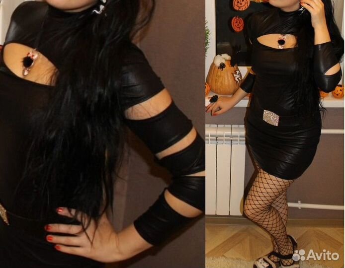 Платье под кожу С прорезями