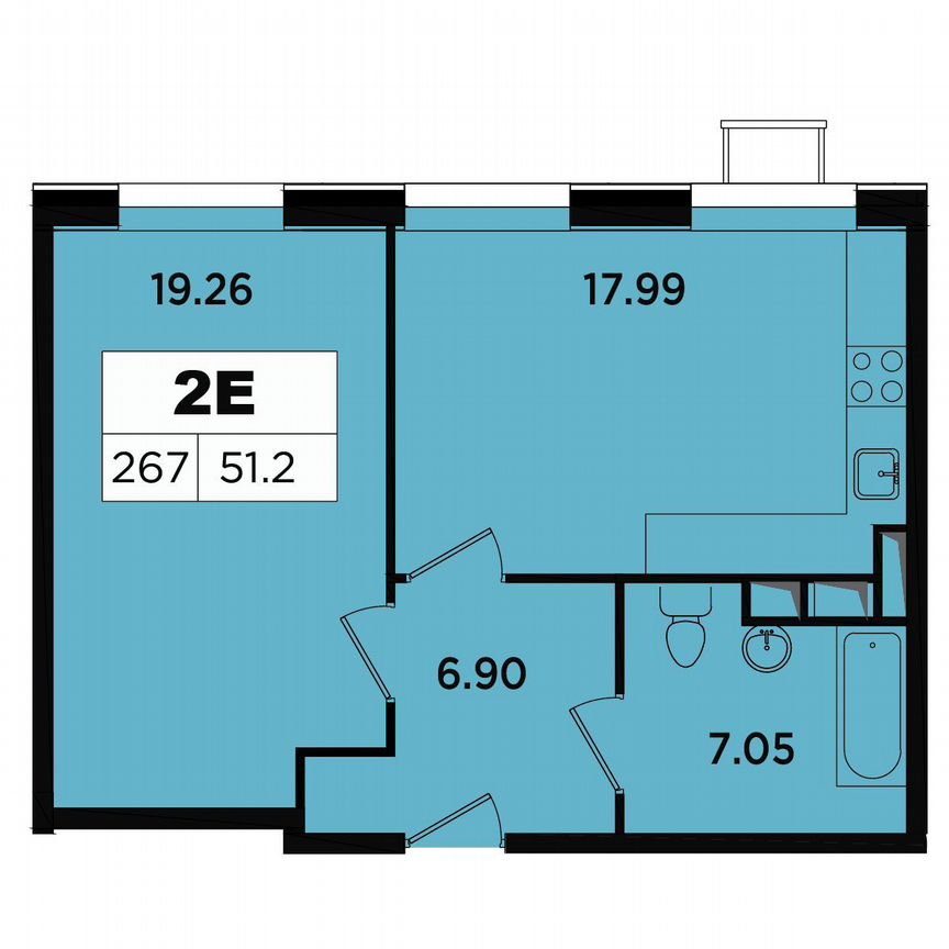 1-к. апартаменты, 51,2 м², 12/18 эт.