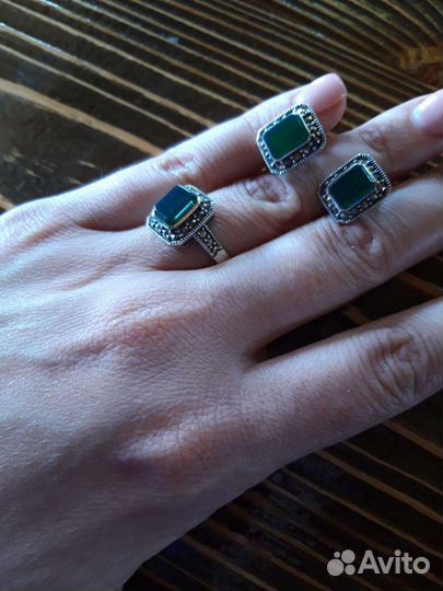 Серебряные серьги+кольца