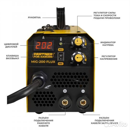 Сварочный полуавтомат Partner 200А MIG Flux новый