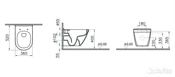 Унитаз подвесной VitrA S50 7740B003-0850 безободк