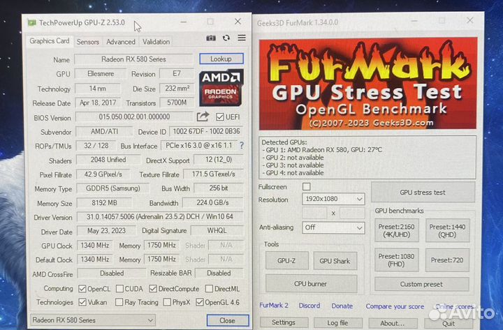 Новая видеокарта RX580 на 8gb/Проверка/Гарантия