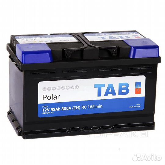 Аккумулятор на автомобиль TAB Polar 92Ah 800A Оп