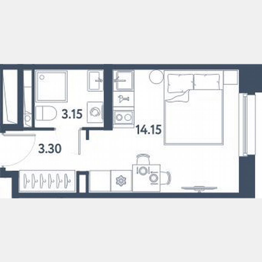 Апартаменты-студия, 20,6 м², 3/16 эт.