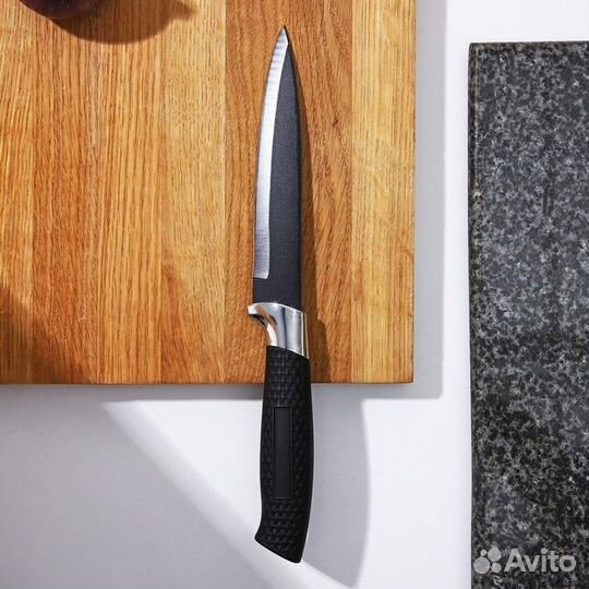 Нож с антиналипающим покрытием Доляна «Супер-блэк»