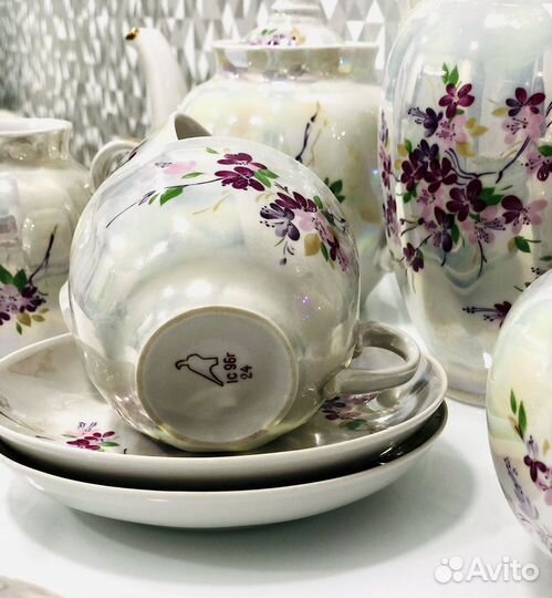 Фарфоровый чайный сервиз Багульник Дулево 96г