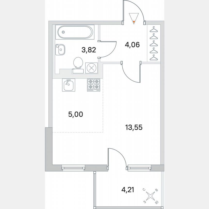 Квартира-студия, 27,9 м², 1/4 эт.