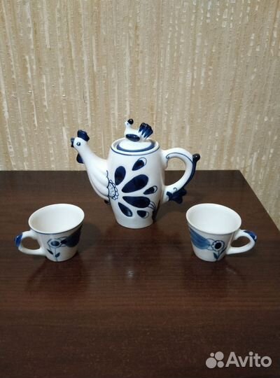 Чайник петушок СССР с двумя чашечками