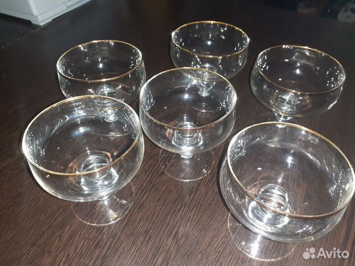 Вазочки для мороженого на ножке 6 шт, стекло