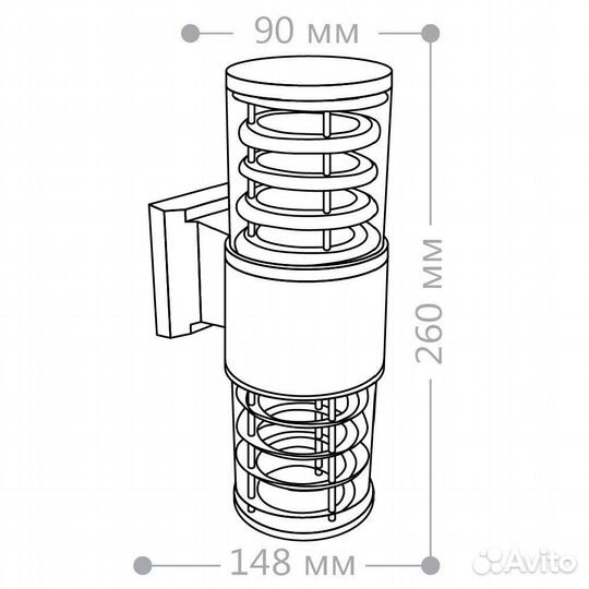 Светильник на стену цилиндр DH0802 серый 06299