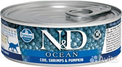 Farmina Консервы для кошек ocean треска с креветка