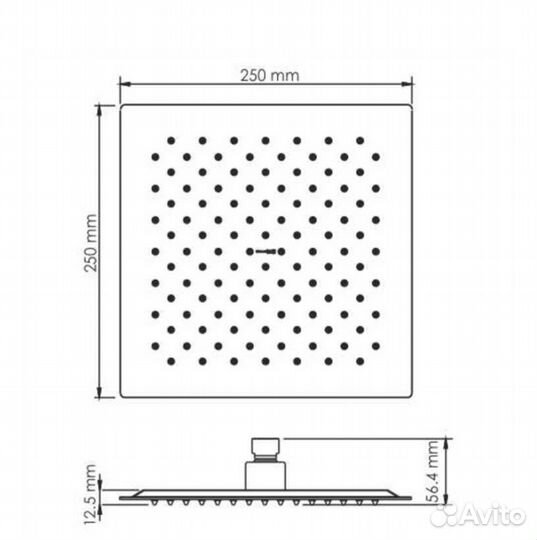 Лейка для верхнего душа 250х250 мм металл черный