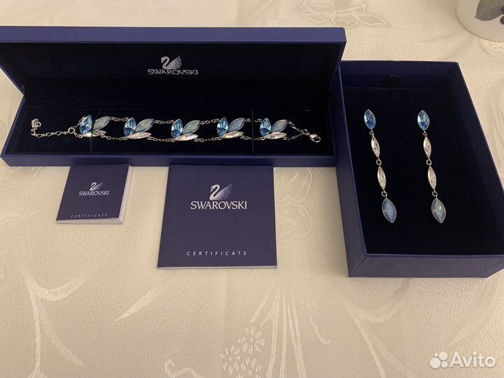 Swarovsky браслет и серьги комплект новый