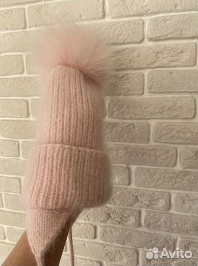 Шапка для девочки из пуха норки