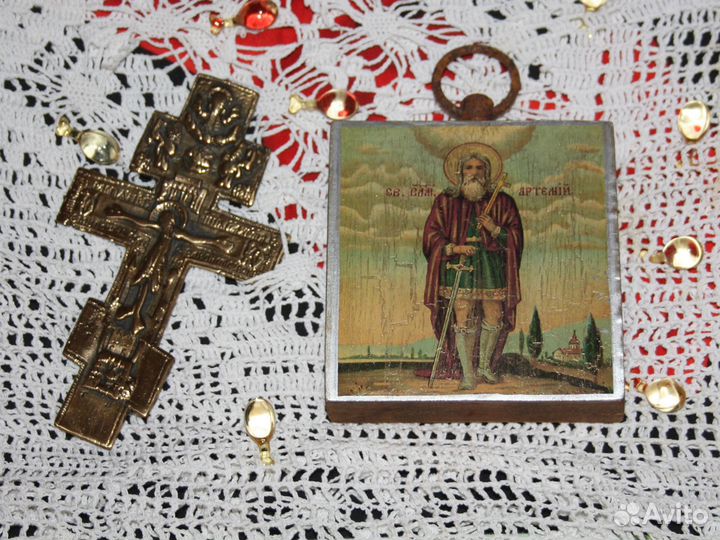 Старинная Афонская Икона Святые