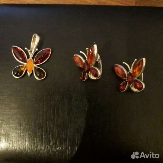 Серьги серебро с янтарем